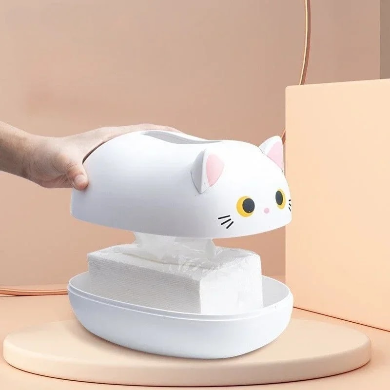 Cat Tissue Box Holder Cute Desktop Napkin Paper Storage 4