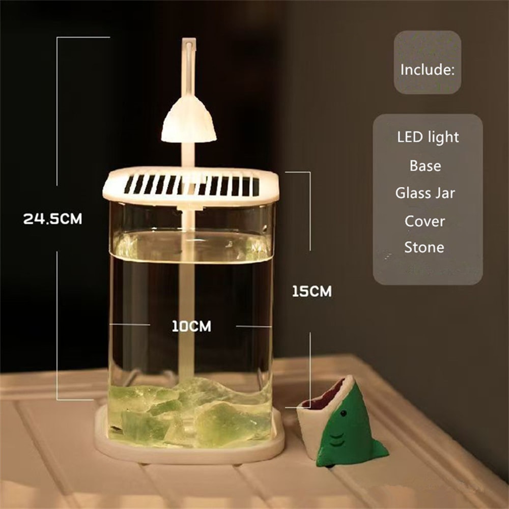 Mini Desktop Aquarium With LED Light For Betta Fish Kids 1