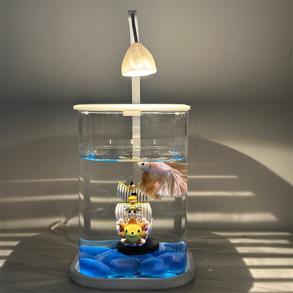 Mini Desktop Aquarium With LED Light For Betta Fish Kids 2