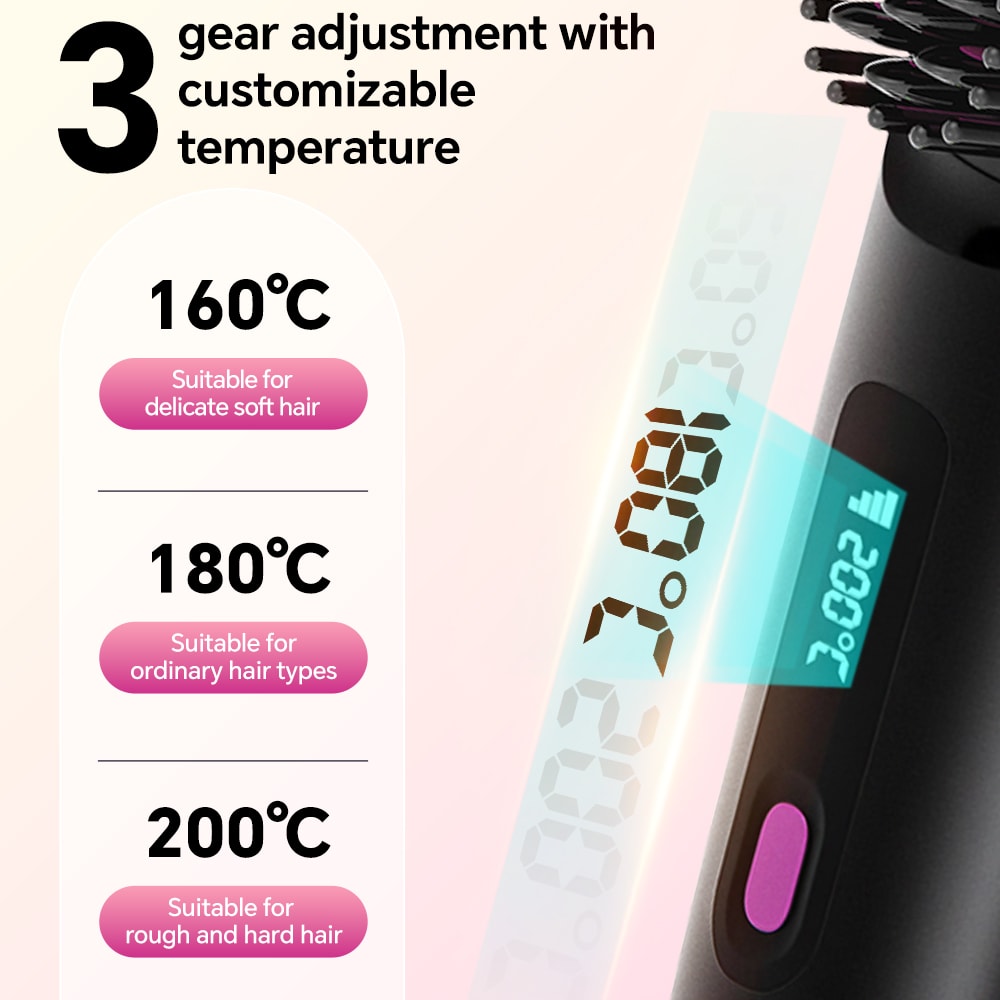 Portable Hair Straightener Brush With Ionic Technology Fast Heating 3