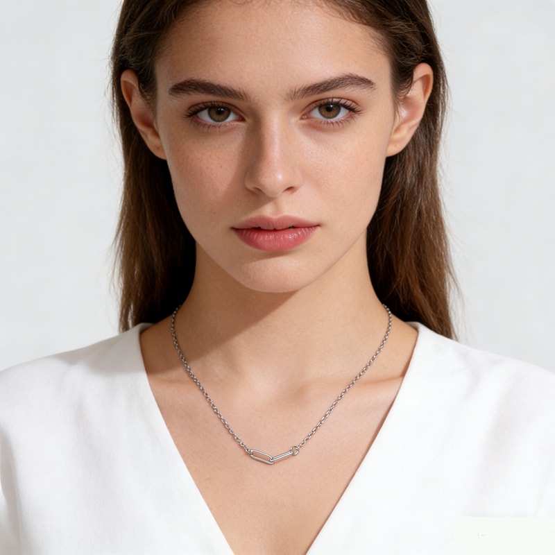 Stainless Steel Paperclip Choker Necklace for Women