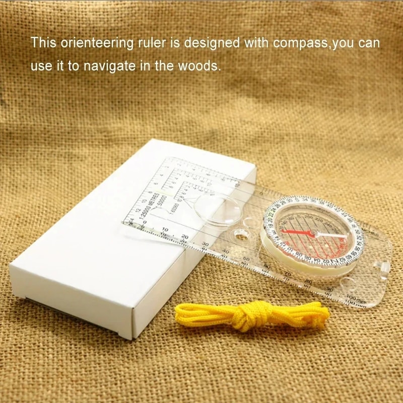 Portable Nautical Map Ruler & Compass for Hiking & Orienteering