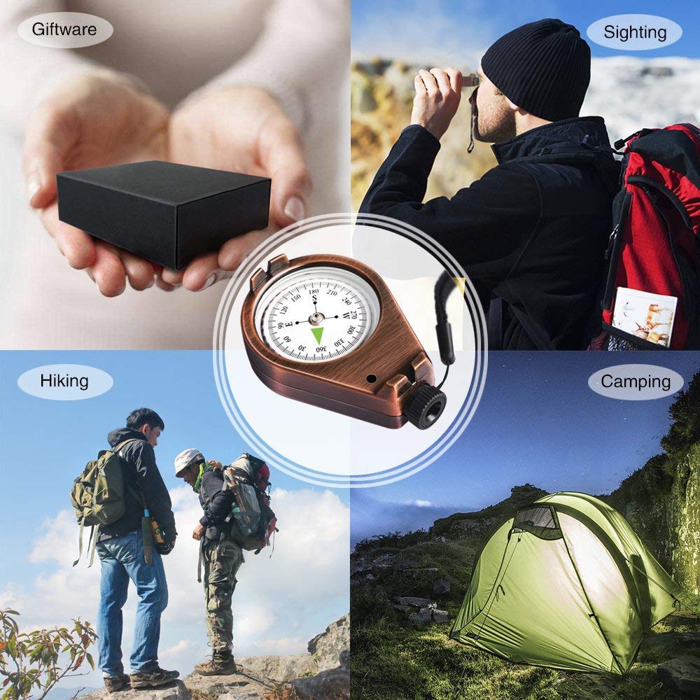Precision Outdoor Compass Accurate, Waterproof, Shakeproof for Hiking & Camping