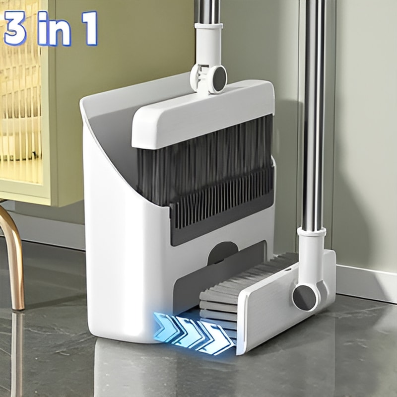 Long Handled Broom and Dustpan Set for Home & Office Cleaning