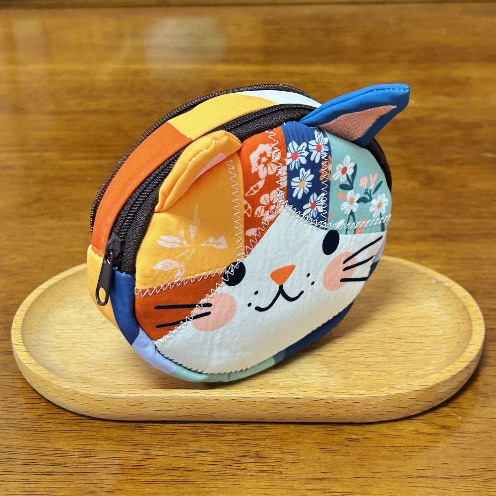 Waterproof Patchwork Cat Coin Purse Small Cosmetic Bag 3
