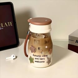 portable star glass water bottle for coffee, juice & tea