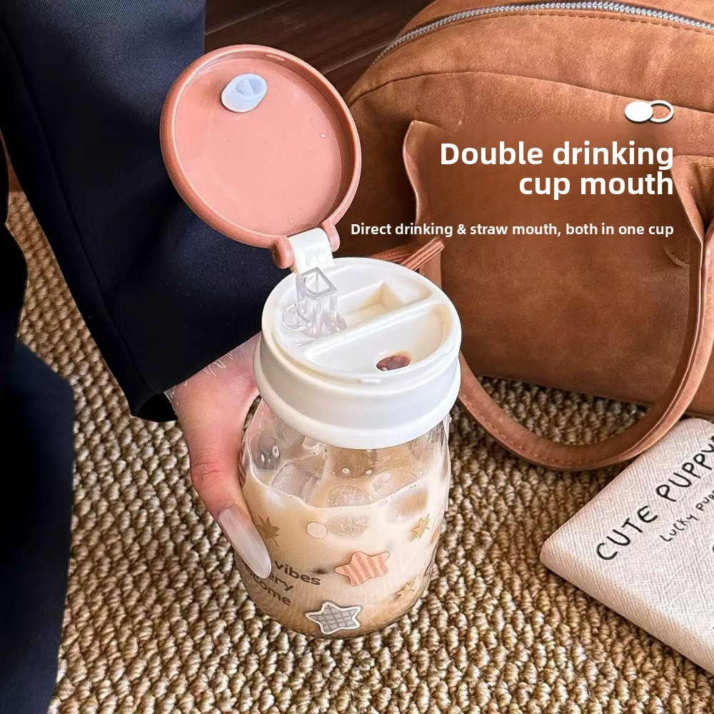 Portable Star Glass Water Bottle for Coffee, Juice & Tea