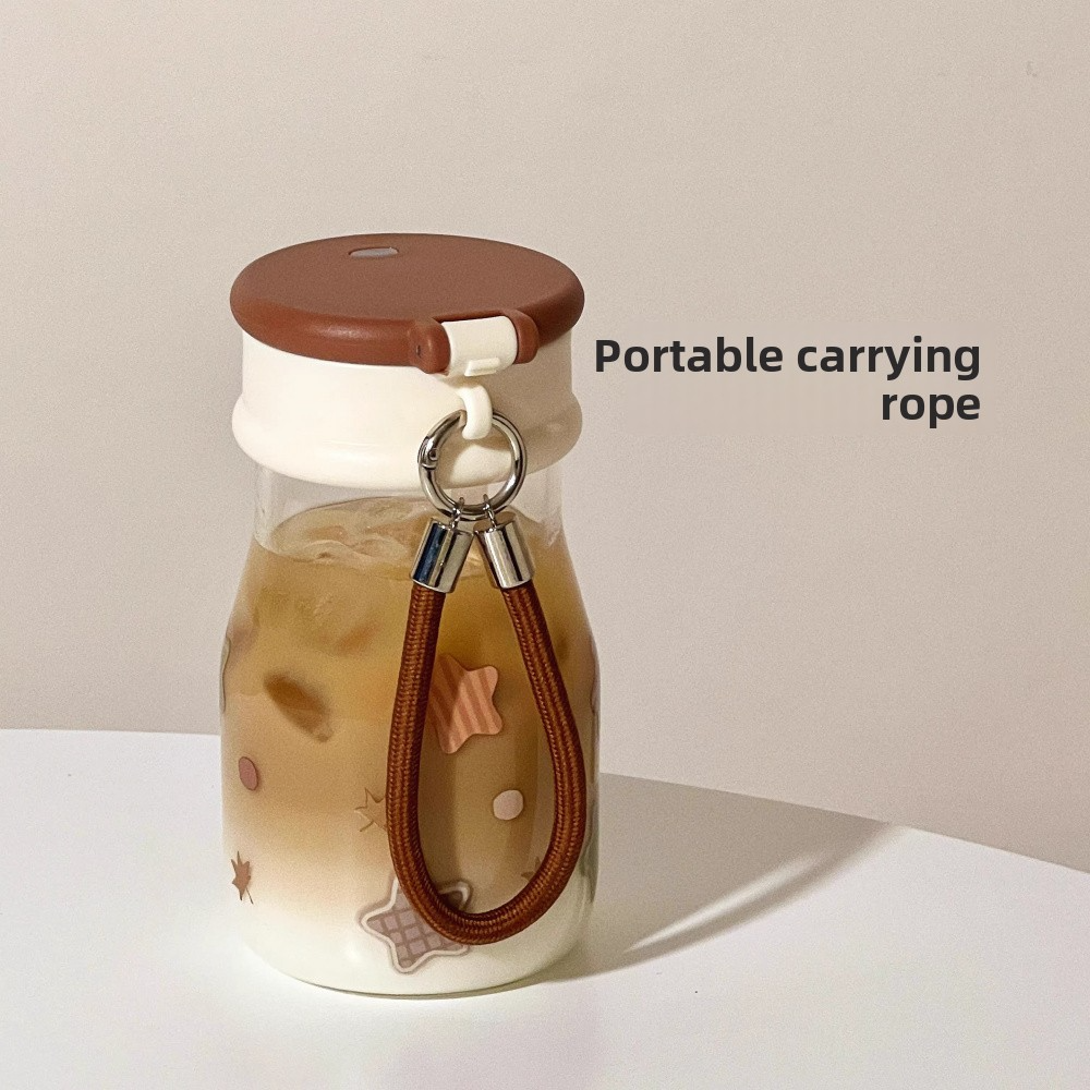 Portable Star Glass Water Bottle for Coffee, Juice & Tea