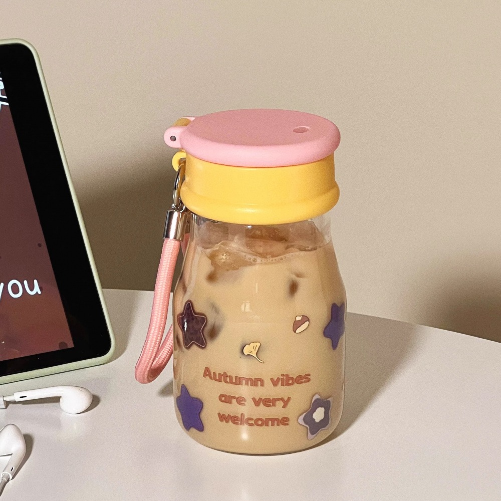 Portable Star Glass Water Bottle for Coffee, Juice & Tea