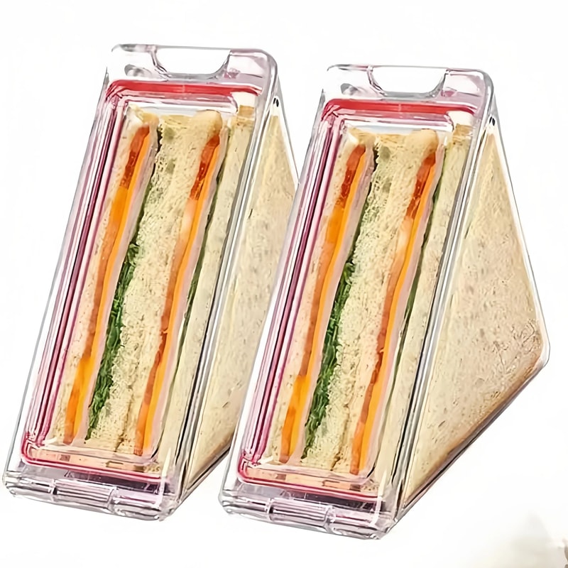 Portable Kids Triangle Sandwich Box Reusable Lunch Wedge Acrylic Sandwich Holder 0