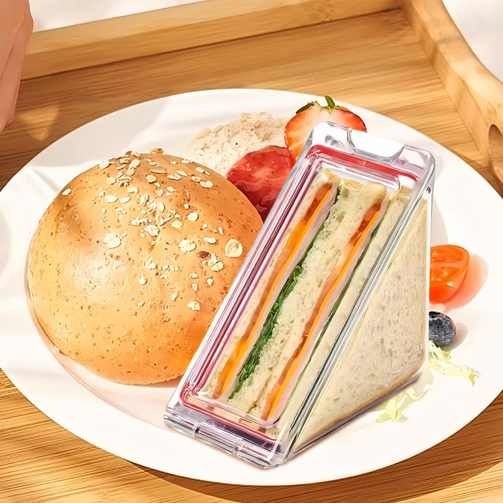 Portable Kids Triangle Sandwich Box Reusable Lunch Wedge Acrylic Sandwich Holder 1