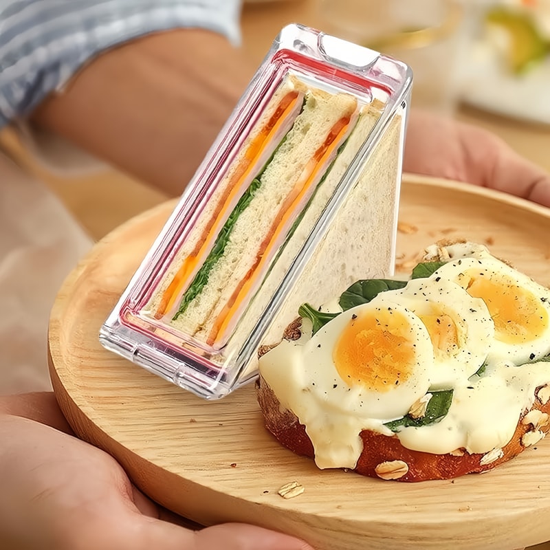 Portable Kids Triangle Sandwich Box Reusable Lunch Wedge Acrylic Sandwich Holder 3