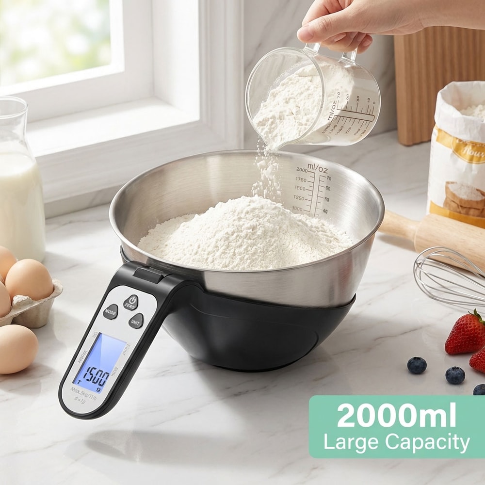 Digital Kitchen Scale With Stainless Steel Bowl High Accuracy Food Weighing Scale For Cooking 0