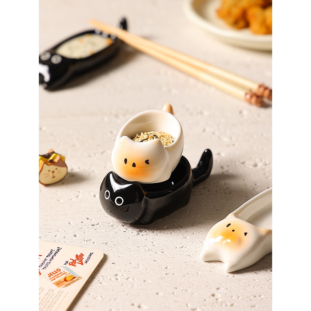 Hand Painted Ceramic Cat Bowl Cute Mini Dipping Plate Cat Sauce Dish For Tableware 0