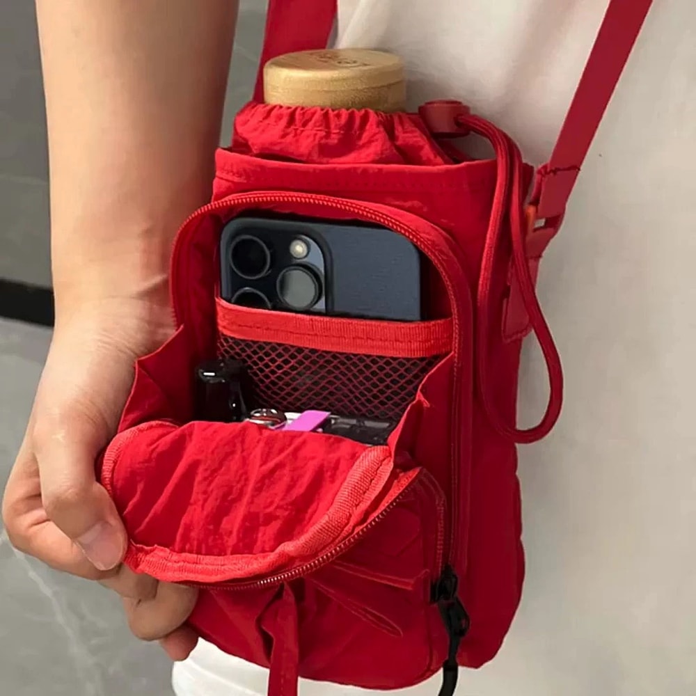 Lightweight Outdoor Crossbody Bag With Water Bottle Holder Phone Pocket 0