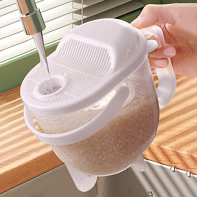 Premium Rice Washing Bowl Kitchen Colander Strainer With Lid 0