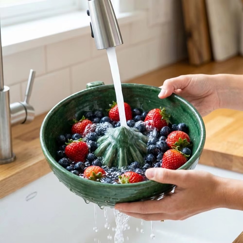 Automatic Swirl Fruit Vegetable Washing Bowl With Quick Drain Strainer 0