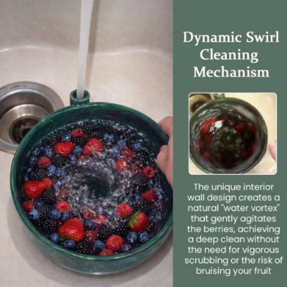 Automatic Swirl Fruit Vegetable Washing Bowl With Quick Drain Strainer 3