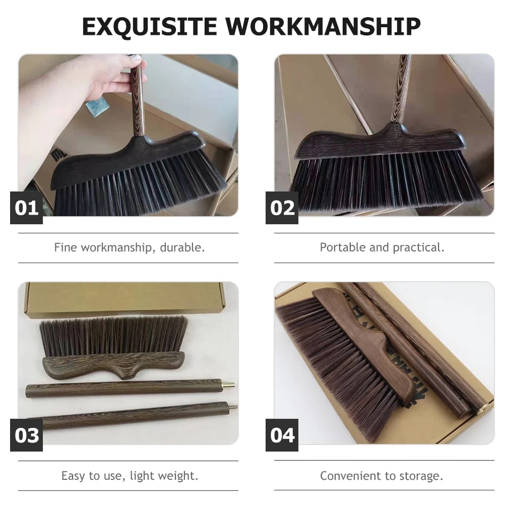 Premium Angled Broom with Wooden Handle Soft Floor & Garage Sweeper