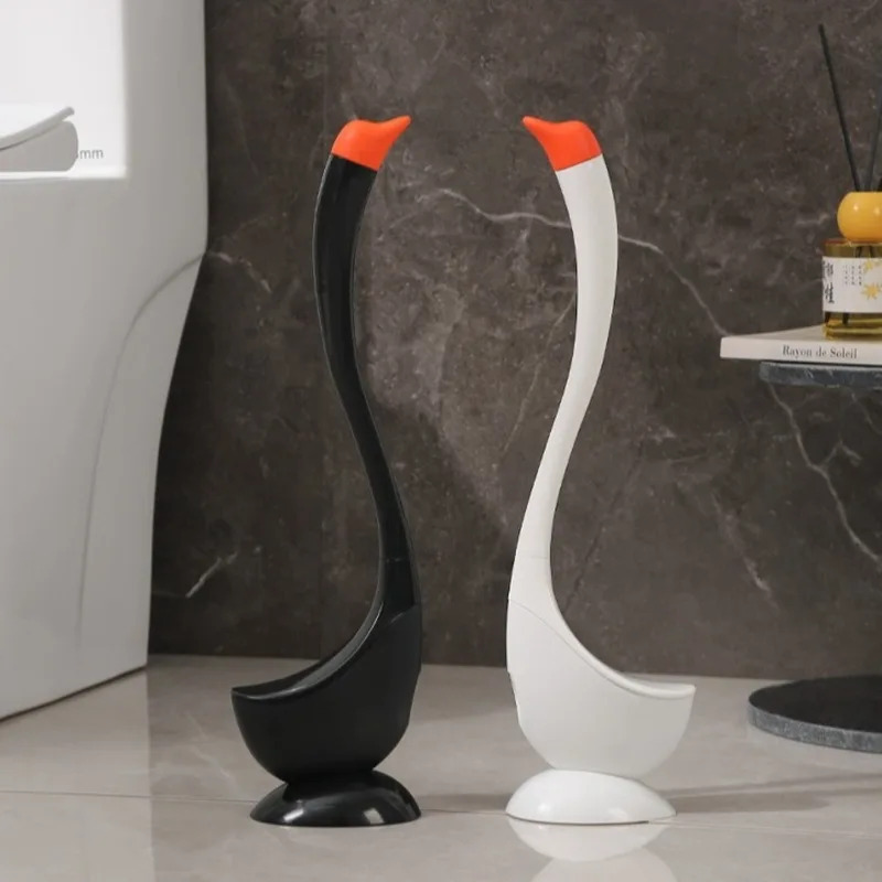 Swan Shaped Long Handle Toilet Brush With Holder Dense Bristles Bathroom Cleaning Tool 2