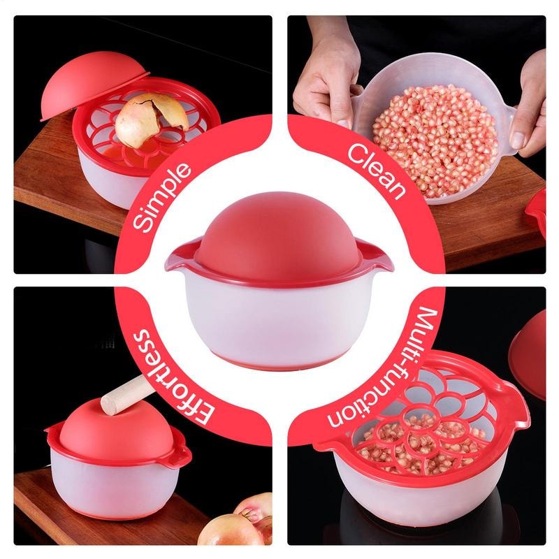 Silicone Pomegranate Peeler Deseeder Tool With Bowl Easy Fruit Kitchen Prep 4