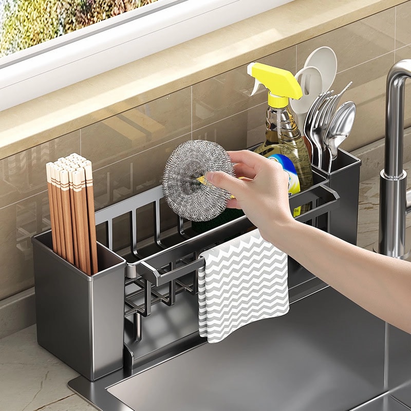 Premium Multi Compartment Kitchen Sink Organizer With Sponge Holder For Kitchen Sink 1