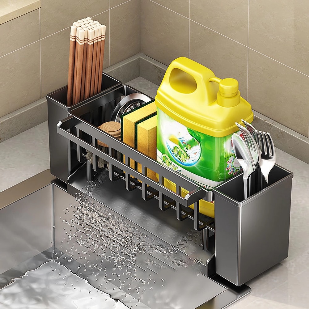 Premium Multi Compartment Kitchen Sink Organizer With Sponge Holder For Kitchen Sink 4