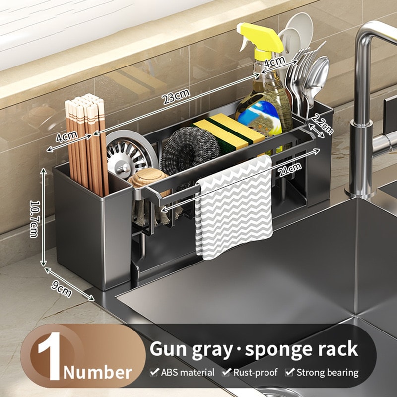 Premium Multi Compartment Kitchen Sink Organizer With Sponge Holder For Kitchen Sink 6