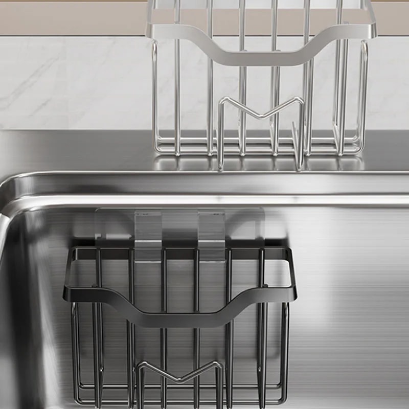 Premium Stainless Steel Sink Caddy Organizer With Sponge Brush Holder 5