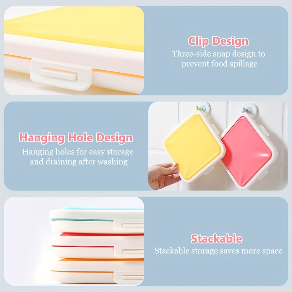 Compact Silicone Sandwich Storage Box Reusable Lunch Snack Solution 4