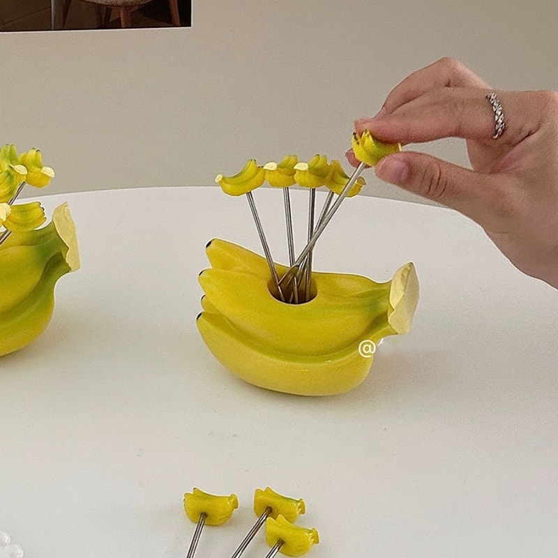 Cute Banana Shaped Stainless Steel Small Fruit & Dessert Fork