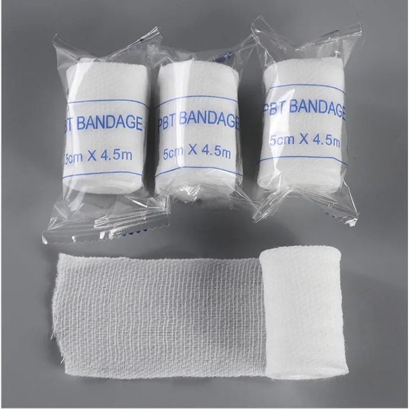 Premium First Aid Bandage Set with Elastic Gauze Rolls & Adhesive Wound Dressings