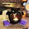 Spooky Ceramic Ghost and Bat Halloween Decor Accent