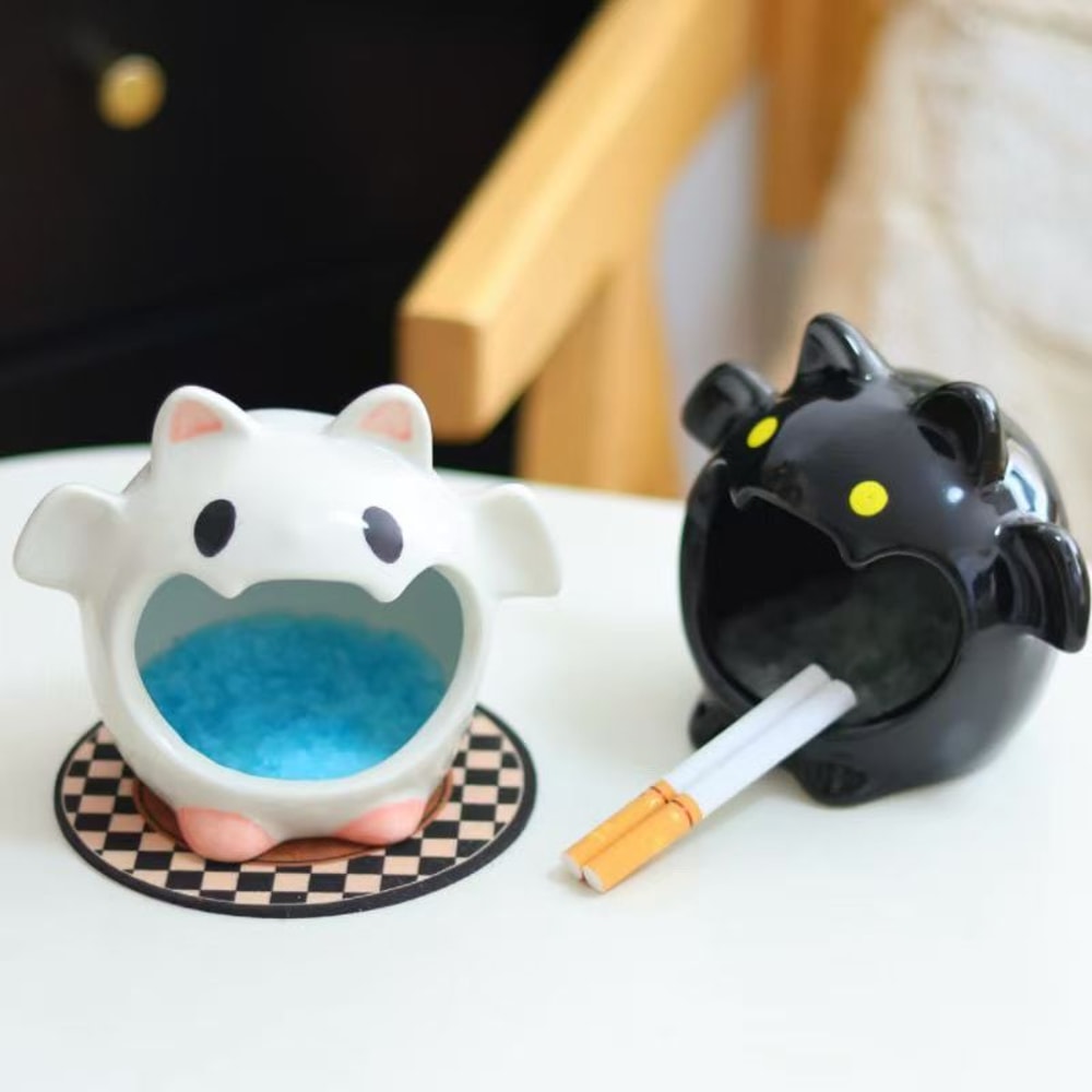 Spooky Ceramic Ghost and Bat Halloween Decor Accent