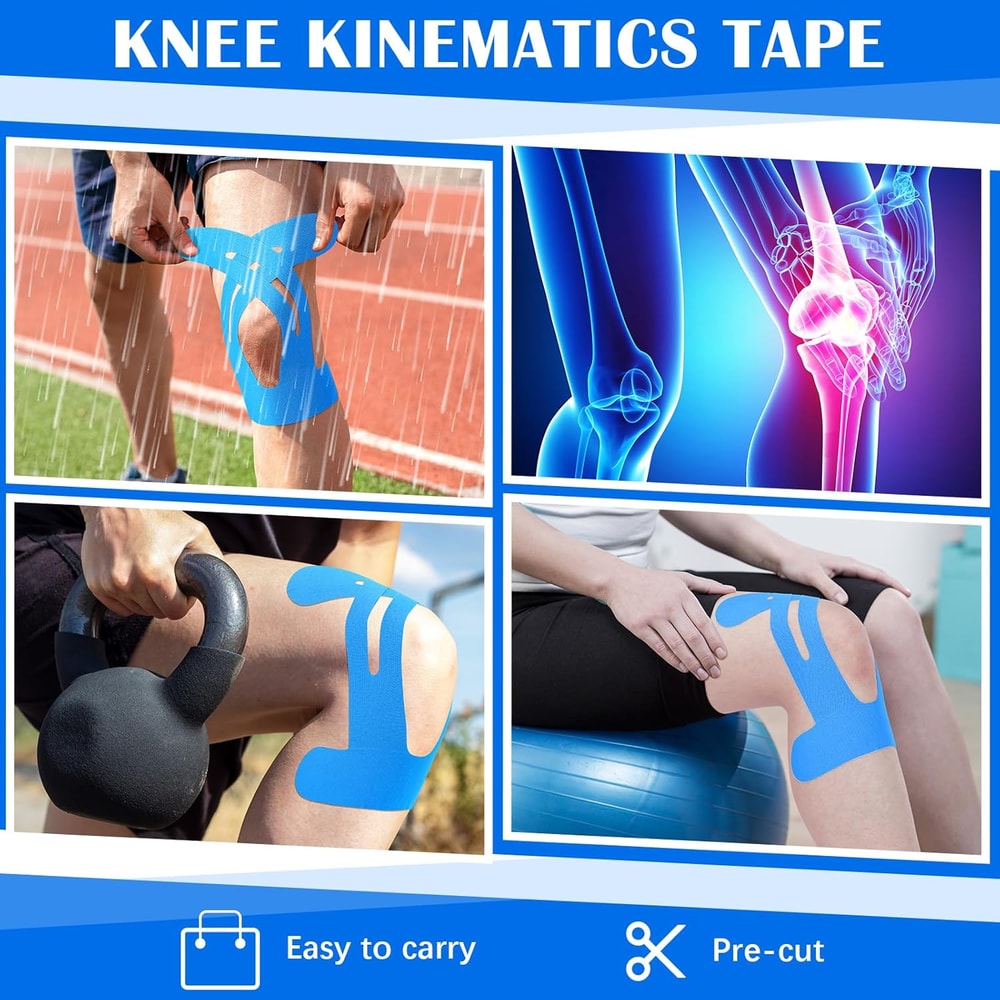 Premium Precut Kinesiology Tape For Knees Waterproof Breathable Athletic Support 2