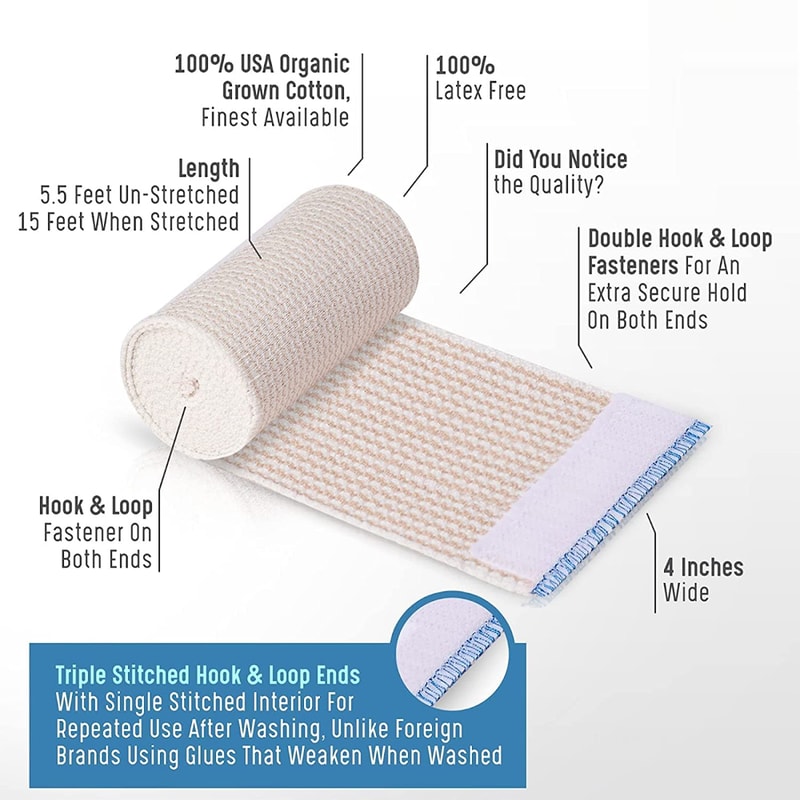 Premium Elastic Compression Bandage Wrap Roll Set With Self Closure Athletic Support Tape For Ankle 1