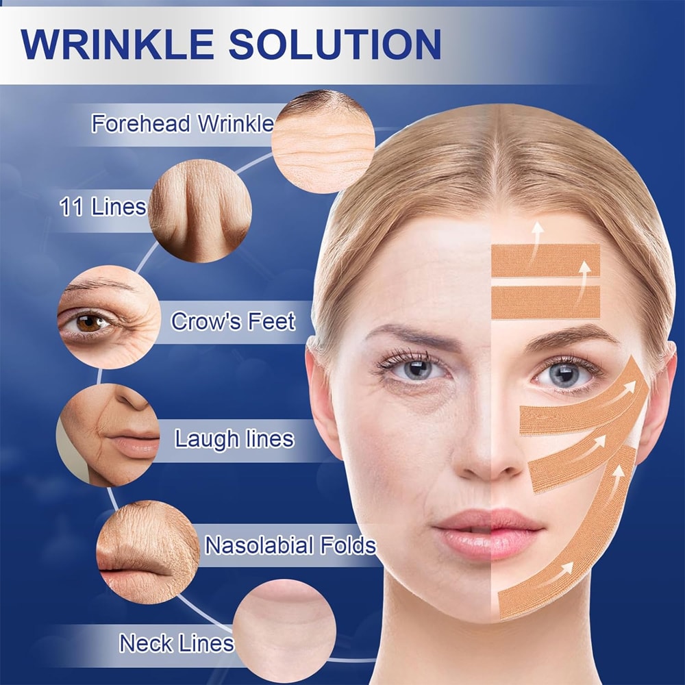 Facial Neck Lift Tape Set Premium Facial Lift Tape Anti Wrinkle Patches For Firming Toning 5