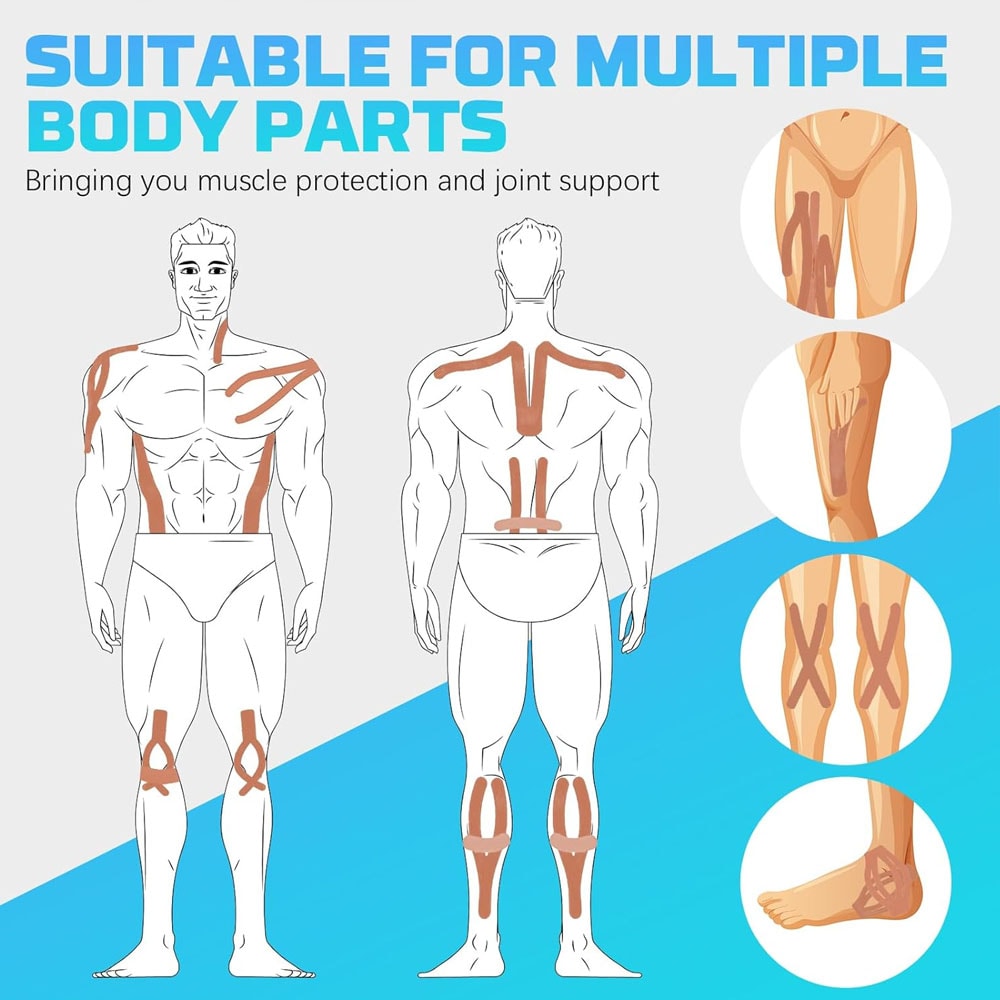 Premium Elastic Kinesiology Tape for Pain Relief Breathable KT Tape for Sports Recovery & Muscle Support