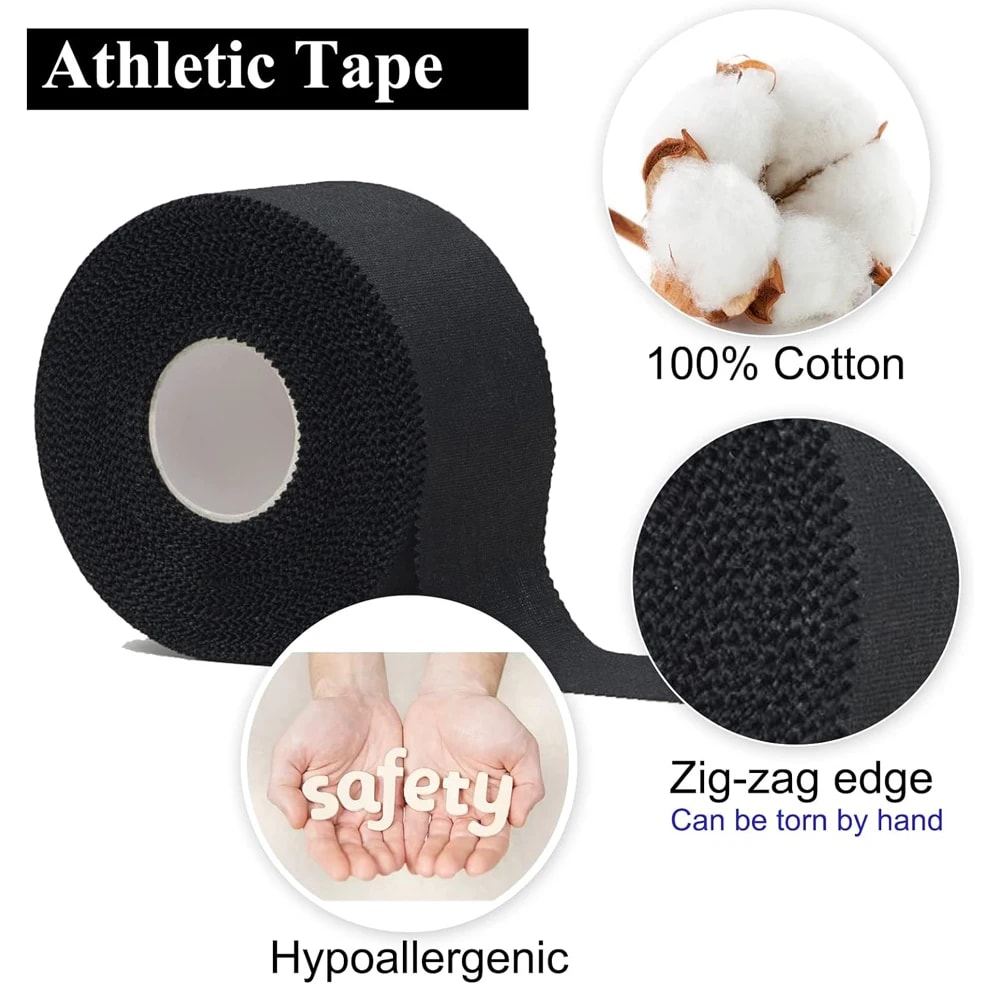 Premium Black Sports Injury Wrap Non Elastic Athletic Tape For Joint Support 1