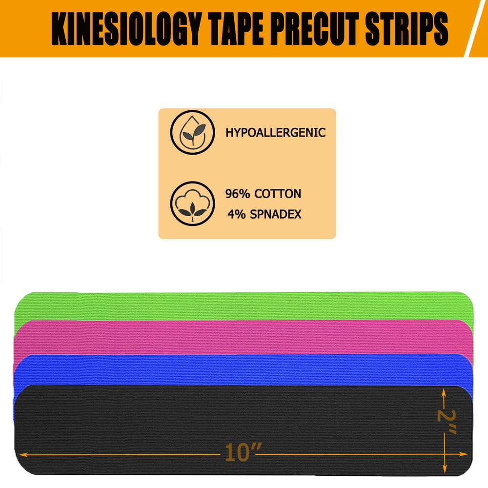 Premium Multicolor Pre Cut Kinesiology Tape Strips Set Elastic Sport Support For Muscle Joint Reli 3