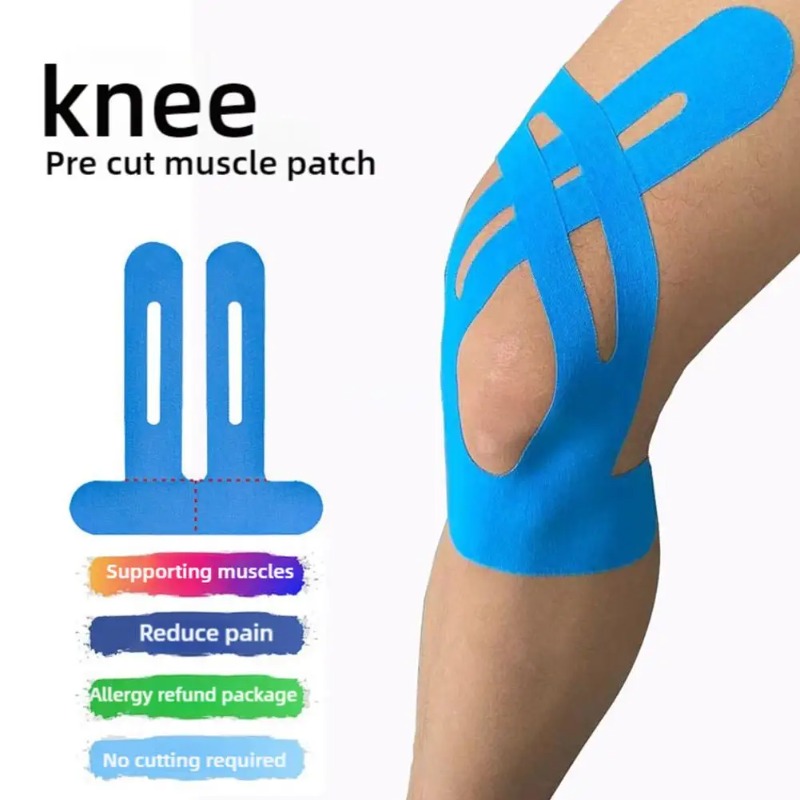 Pre Cut Kinesiology Knee Support Tape For Sports And Running 0
