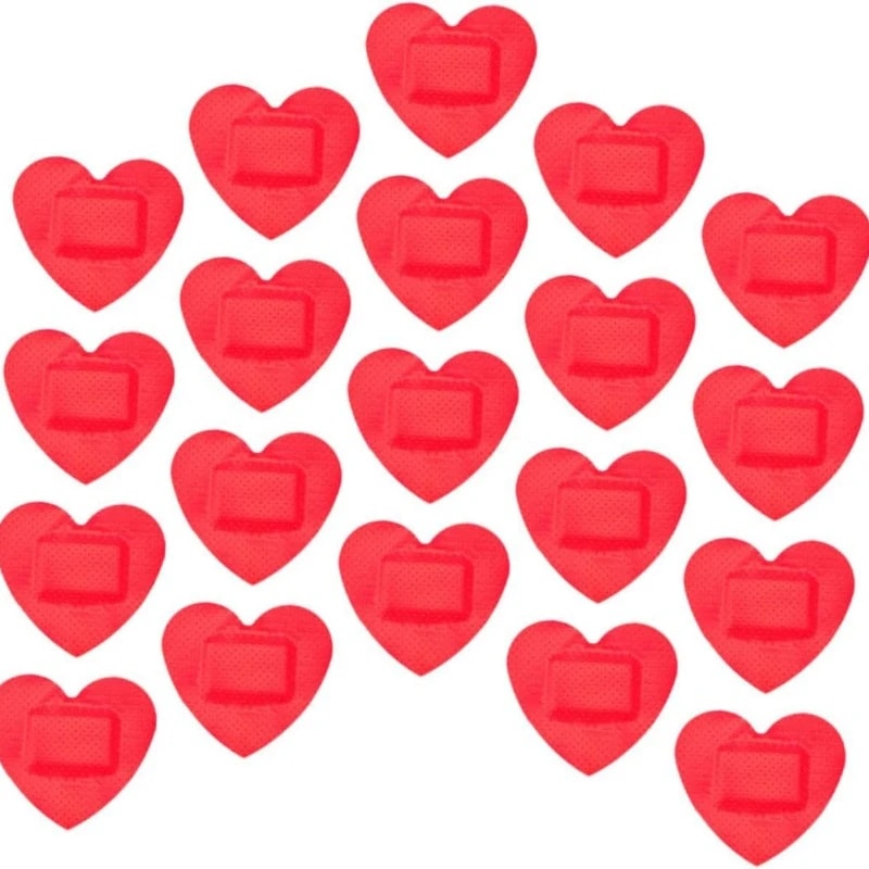 Red Heart Shaped Bandages Pack Waterproof Adhesive First Aid Strips