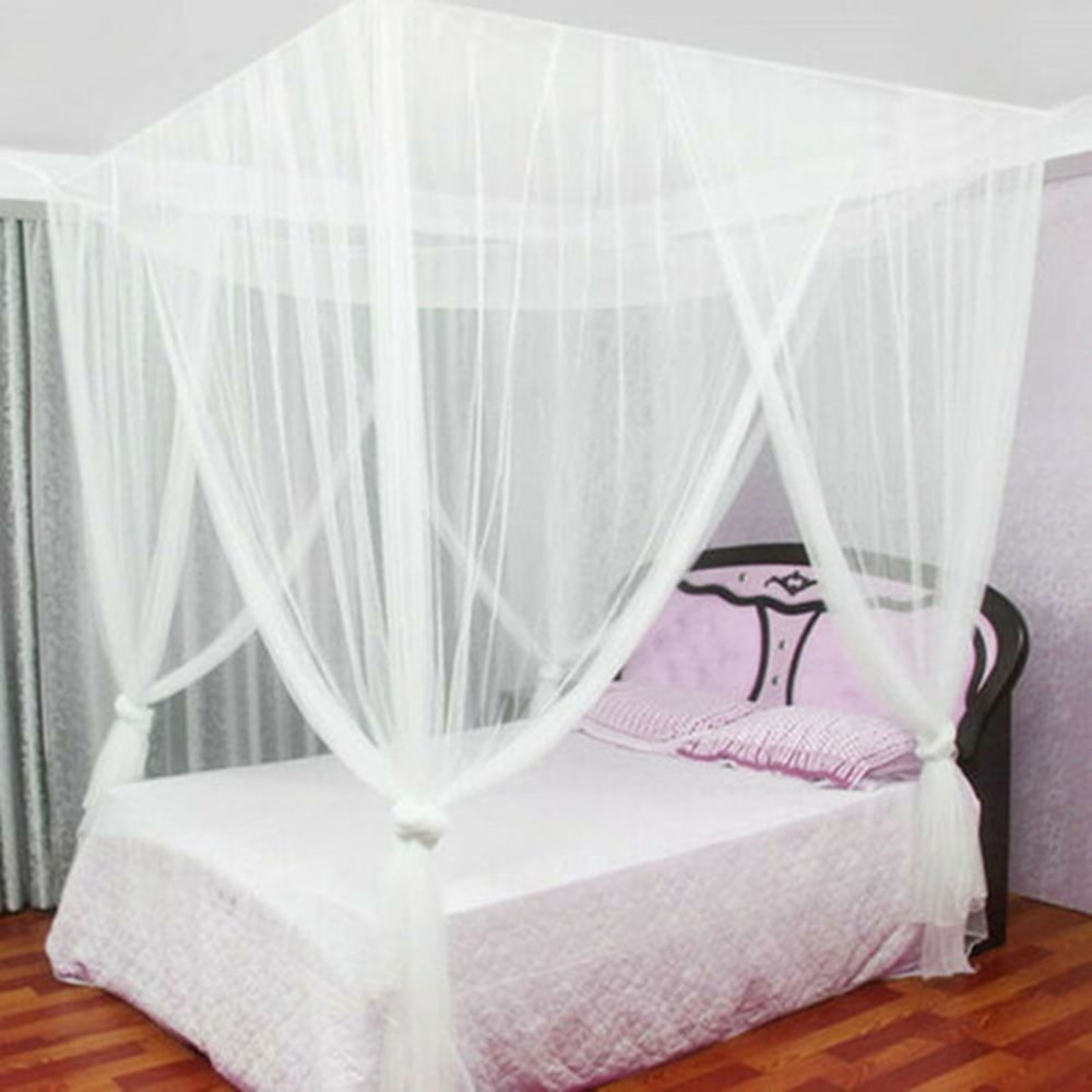 Elegant Four Door Mosquito Net For Bed White Canopy Net 7