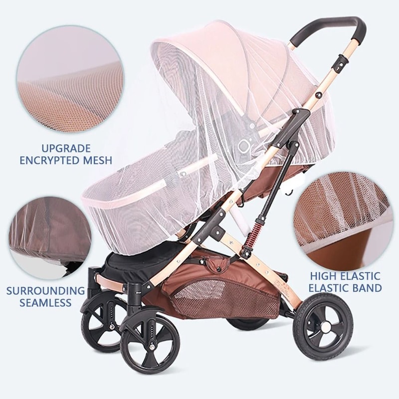 Breathable Baby Stroller Mosquito Net Folding Pushchair Bug Protection Cover 2