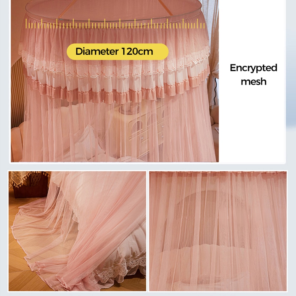 Princess Mosquito Net Bed Canopy With Lace Trim 4