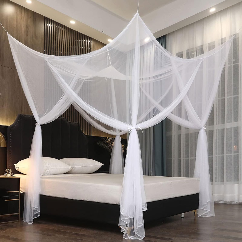 Four Door Mosquito Net For Bed White Canopy For Insect Protection 2