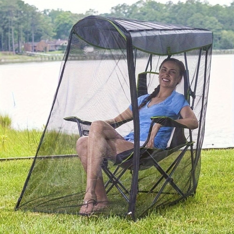 Portable Zipper Mosquito Net Cover For Camping Chairs And Outdoor Travel 4