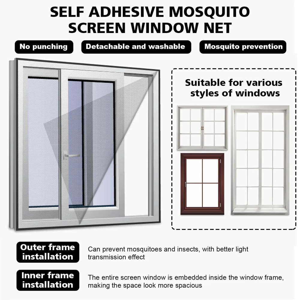 Magnetic Fly Screen Mosquito Net For Windows With Self Adhesive Mesh 3