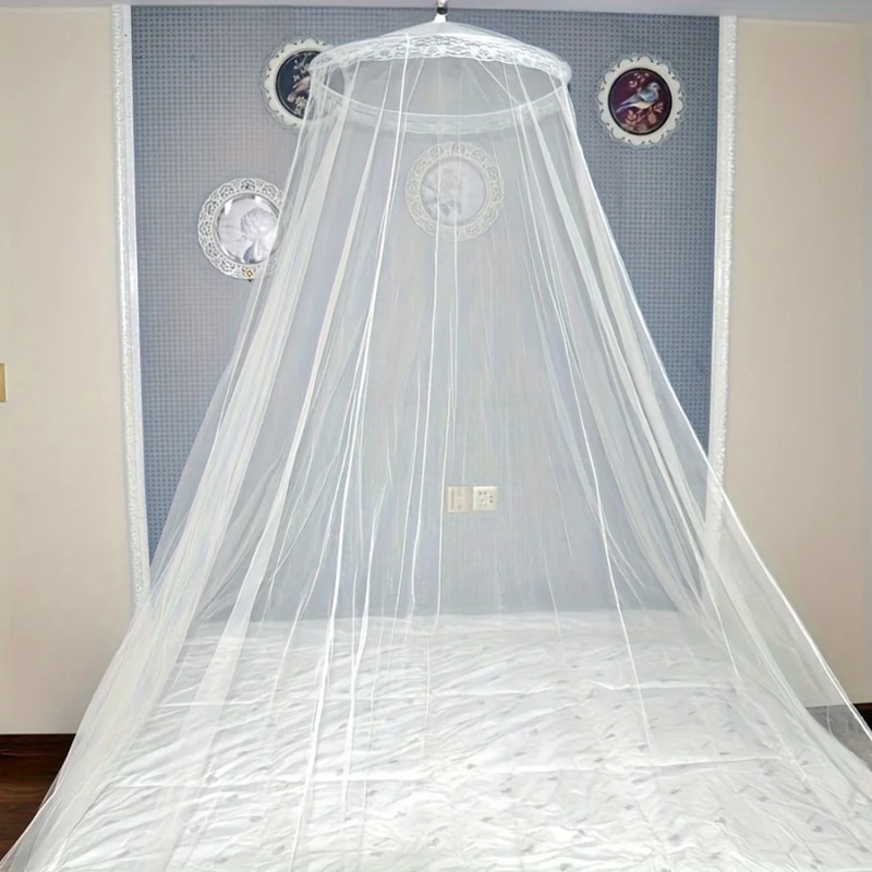 White Mosquito Net Bed Canopy with Zipper for Indoor and Outdoor Insect Protection