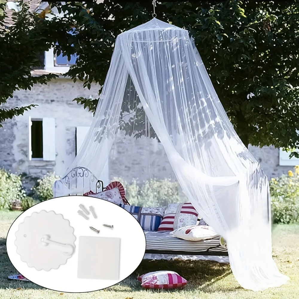 White Mosquito Net Bed Canopy with Zipper for Indoor and Outdoor Insect Protection